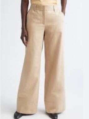 New Lafayette 148 New York wide-leg mid-rise cotton trousers style#95135 Size 12